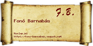 Fonó Barnabás névjegykártya